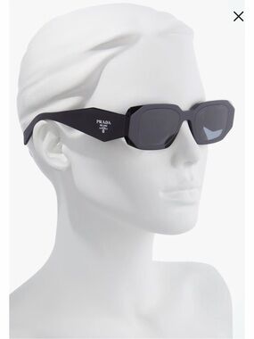 Prada Black Runway 49mm Rectangular Sunglasses